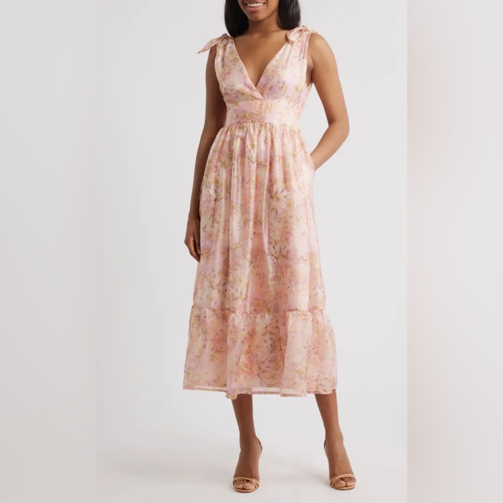 NWT Lulus Size XL Floral Organza Midi Dress
